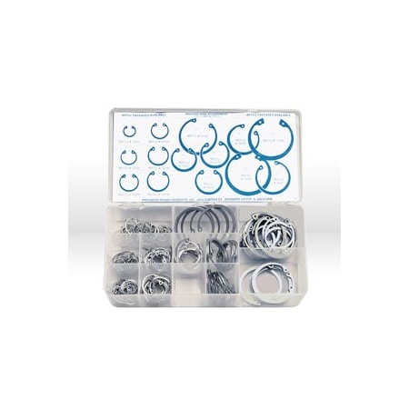 Precision Brand Internal Retaining Ring Assortment, Steel, 150 Pieces, 14 Sizes 12920